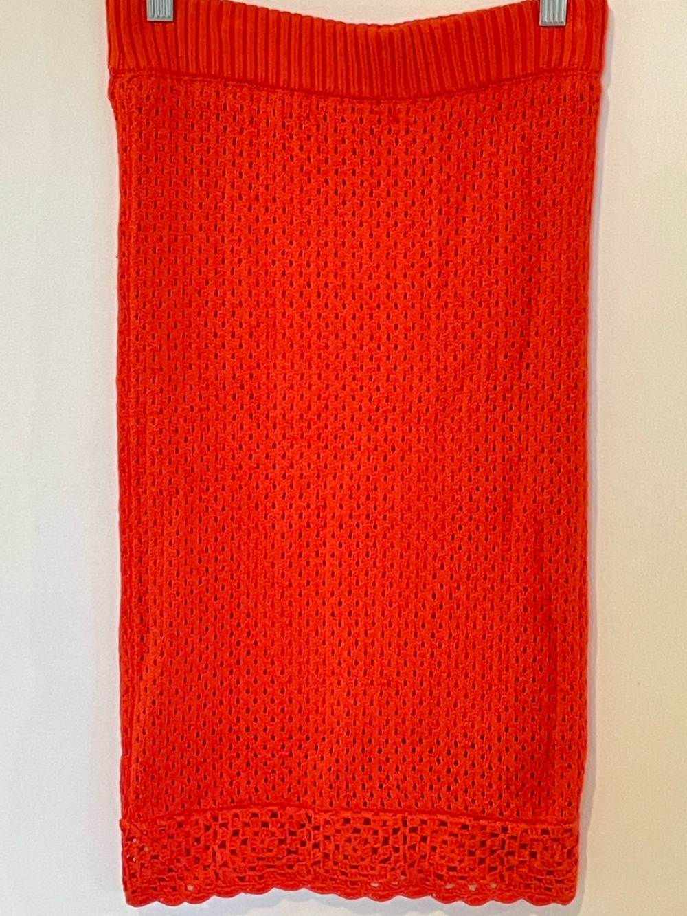 BCBGeneration Orange Crochet-Hem Knit Pencil Skirt